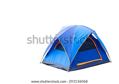 Isolated blue dome tent with clipping path