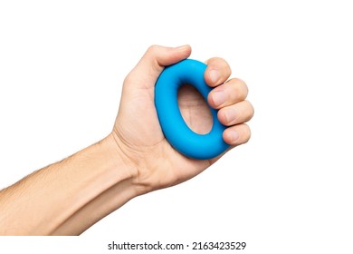 Isolated blue hand gripper or espander for exercising in fitness and strength - Powered by Shutterstock