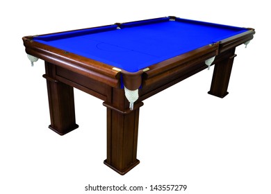 Isolated Blue Pool Billiard Snooker Table