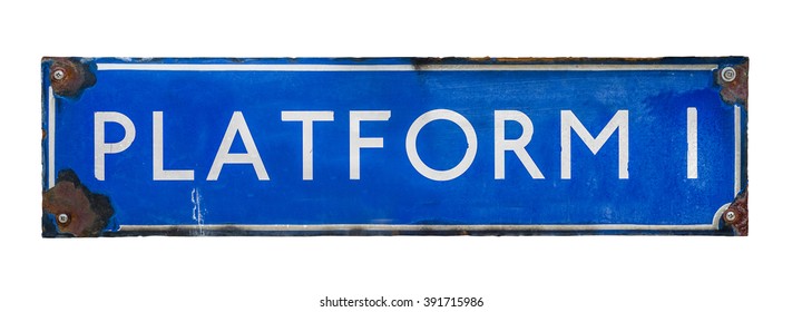 An Isolated Blue Vintage Railway Station Sign