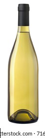 Isolated Bottle Of Chardonnay Wine Ready For Pasting Labels. Clipping Path Included.