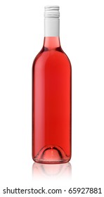 Isolated Bottle Of Red Rose Wine