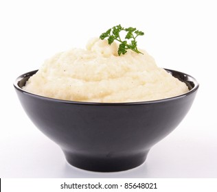 isolated bowl of puree on white background