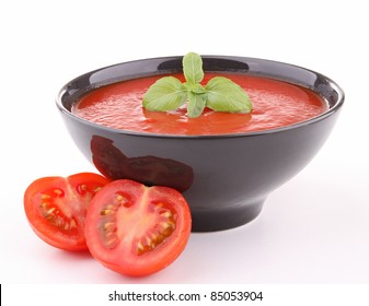 Isolated Bowl Of Tomato Soup On White