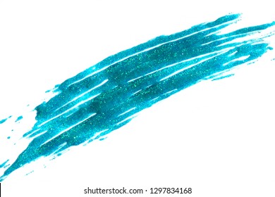 Isolated Bright Blue Glitter Paint Streak Texture Background