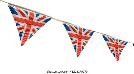 Isolated British Union Jack Flag Fabric Bunting