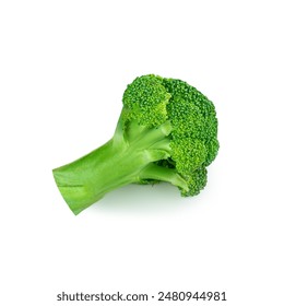 Isolated Broccoli. Fresh Broccoli isolated on white background. Top view. Flat lay
