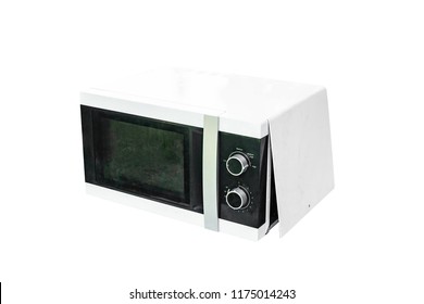 Isolated Broken Microwave Oven On White