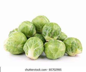 isolated brussels sprouts on white background