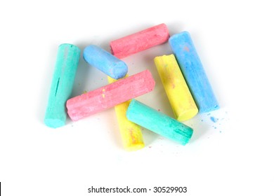Isolated bunch of colour chalks