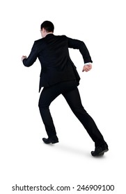 Isolated Business Man Running Away