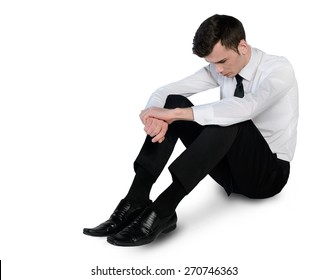 Isolated business man sad lay down