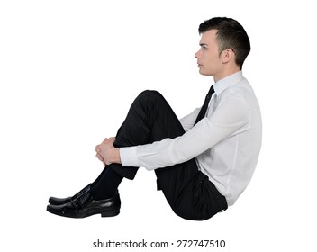 Isolated business man standing serious
