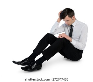 Isolated business man suffer on floor