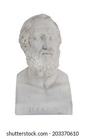 Isolated bust of Platon (died 348 before Christ) - sculpture in the Archilleion of Corfu palace in Greece.