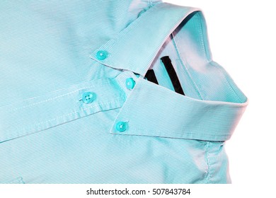 Isolated Button Down Shirt Turquoise Color