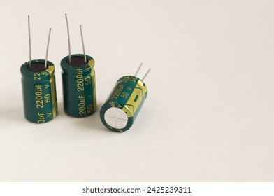 Isolated capacitor, used in electronic device. Electronic parts concept.
