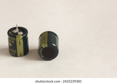 Isolated capacitor, used in electronic device. Electronic parts concept.