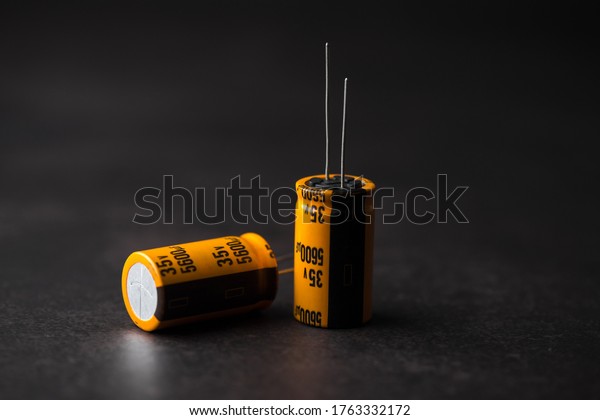 Isolated capacitor, used in electronic device.\
Electronic parts\
concept.