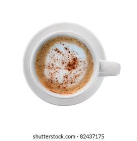 Isolated Cappucino Cup Top View