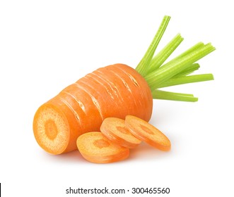 Isolated Carrot. Fresh Cut Carrot Isolated On White Background With Clipping Path