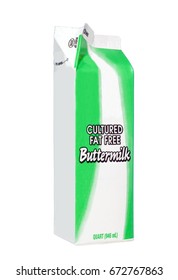 Isolated Carton Of Buttermilk.