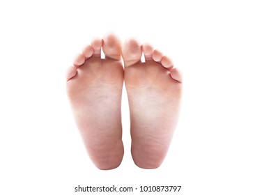 isolated caucasian feet on white background - Shutterstock ID 1010873797