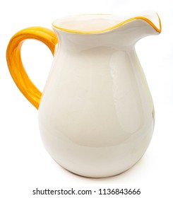 Isolated Ceramic Water Pitcher Against A White Background