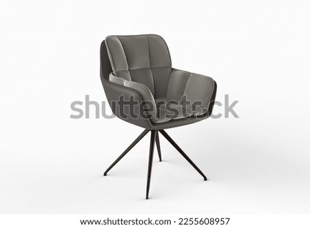 Isolated chair on white background, furniture Interior design photo. Modern Gray Chair.