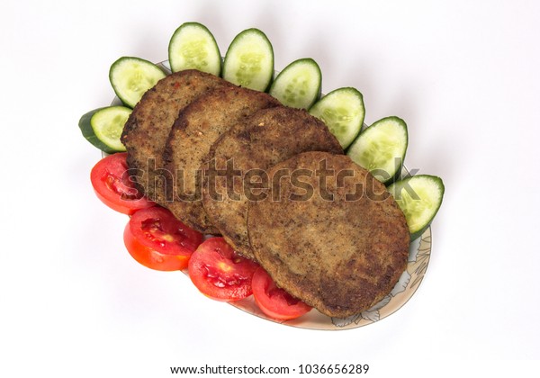 Isolated Chapli Kabab Dish Vegetable Salad Stock Photo Edit Now