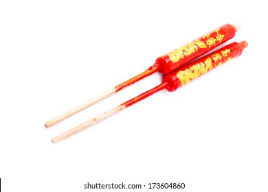 Isolated Chinese Wax Candle Sticks For Prayer