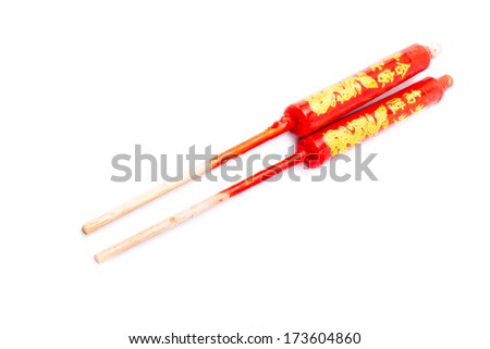Isolated Chinese wax candle sticks for prayer