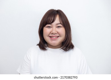 Isolated Chubby Woman With Smiling Face 