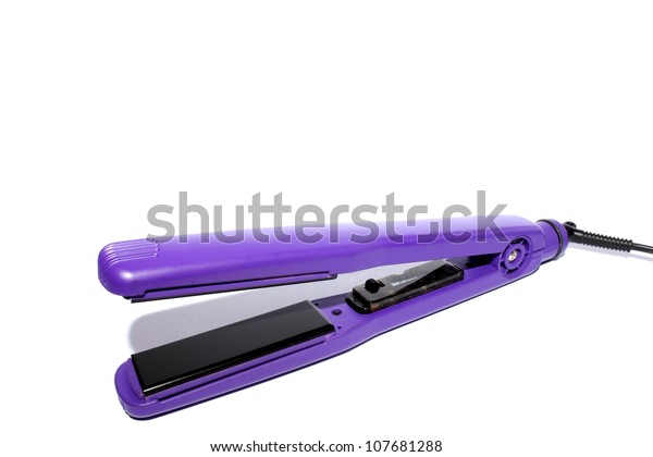 Isolated Closeup Purple Hair Straightener Flat Stock Photo Edit