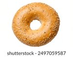 Isolated close-up of of sesame bagel on a white background. Donut Isolated on white