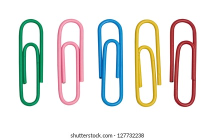 isolated color paper clips