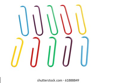 isolated  color paper clips - Shutterstock ID 61888849