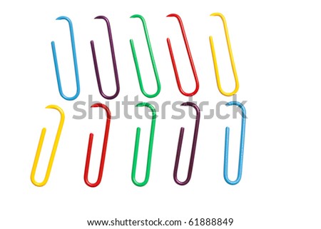 isolated  color paper clips