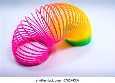 Isolated Colorful and Flexible Bouncy Plastic Spring