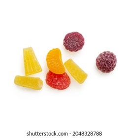 Isolated colorful sugar jelly marmalade on white background 