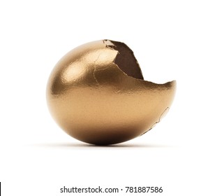 Isolated Cracked Gold Egg Shell