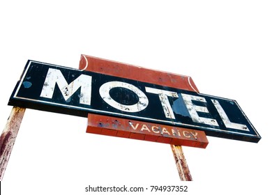 Isolated  Creepy Abandoned Motel Sign.