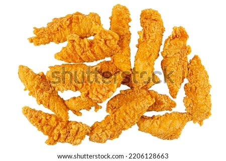 Isolated crispy fried fhicken strips