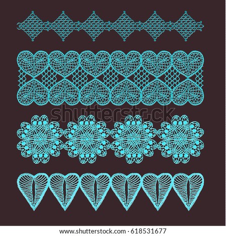 Isolated crocheted lace border with an openwork pattern. Knitted flower mandala, crochet doily, black and white knitted pattern in the style of Bohemian chic, ethnic ornament to decorate clothing.
