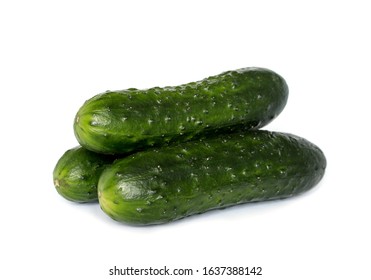 Isolated Cucmbers On White Background. Fresh Cucmber On White Backdrop.