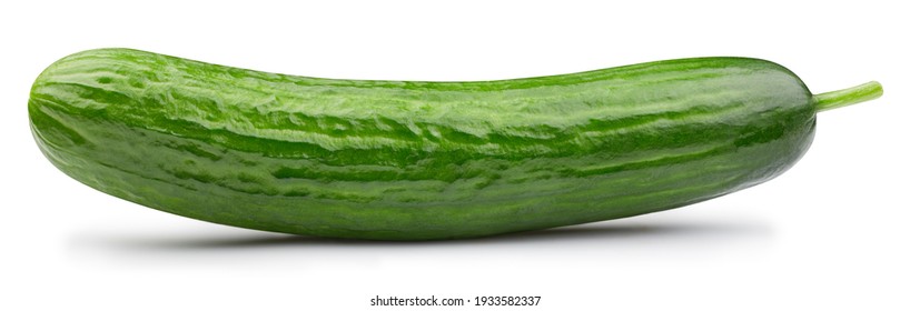 Isolated cucumber. Fresh organic cucumber isolated clipping path. Cucumber macro studio photo. High End Retouching