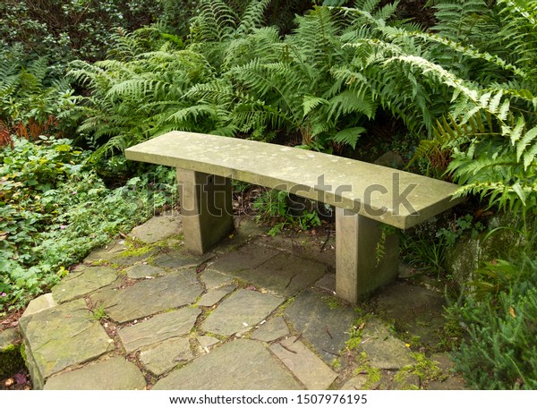 Isolated Curved Stone Empty Bench Stock Image Download Now