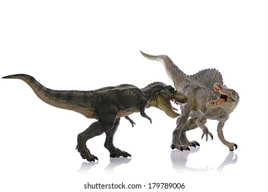 Isolated Dinosaurs Fighting On White Background Stock Photo 179789006 ...