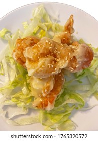 Isolated Dish Of Deep Fried Shrimp Salad