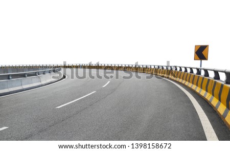 Isolated dramatic curve elevated highway against white background.